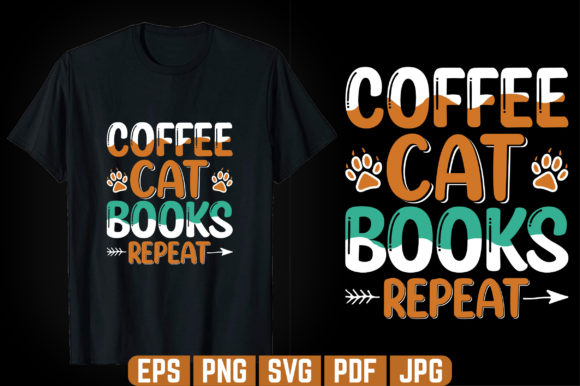 Coffee Cat Books Repeat Graphics & Graphic Templates