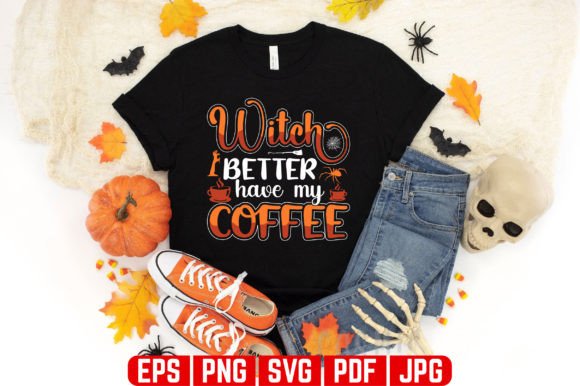 Witch Coffee Halloween T-Shirt Design Graphics Review